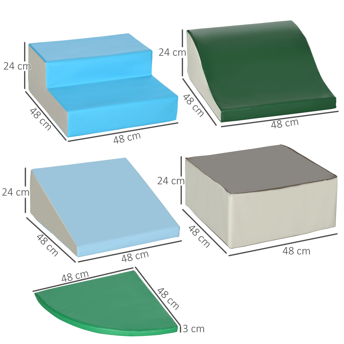 Parcours motricité bébé 6PCS, module motricité bébé en mousse EPE avec housse en revêtement synthétique, blocs mousse de construction, jouets éducatifs enfants d'âge préscolaire, multicolore-2