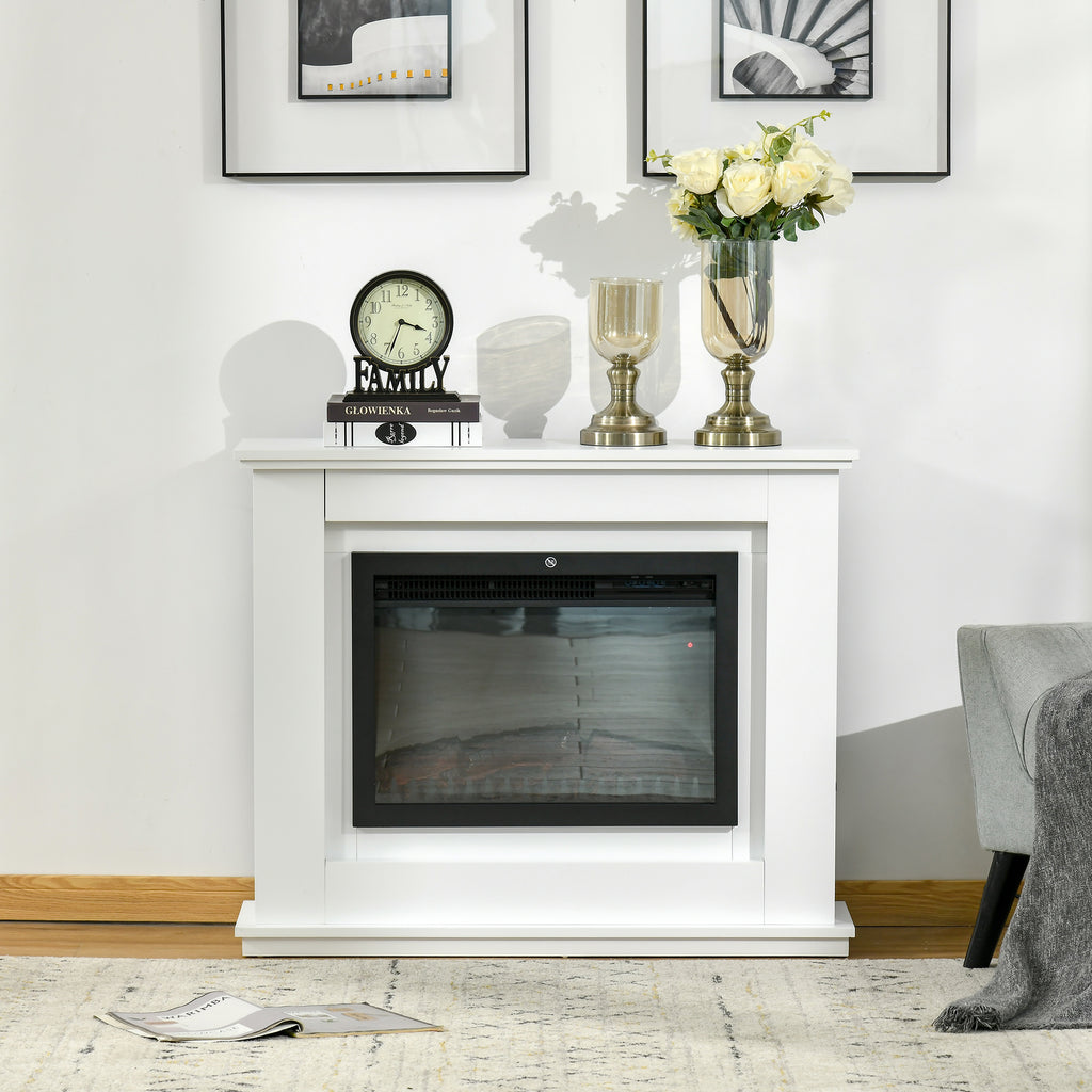 Cheminée électrique Grande Taille 2000 W Effet Flammes LED minuterie température luminosité réglables télécommande fournie Blanc-7