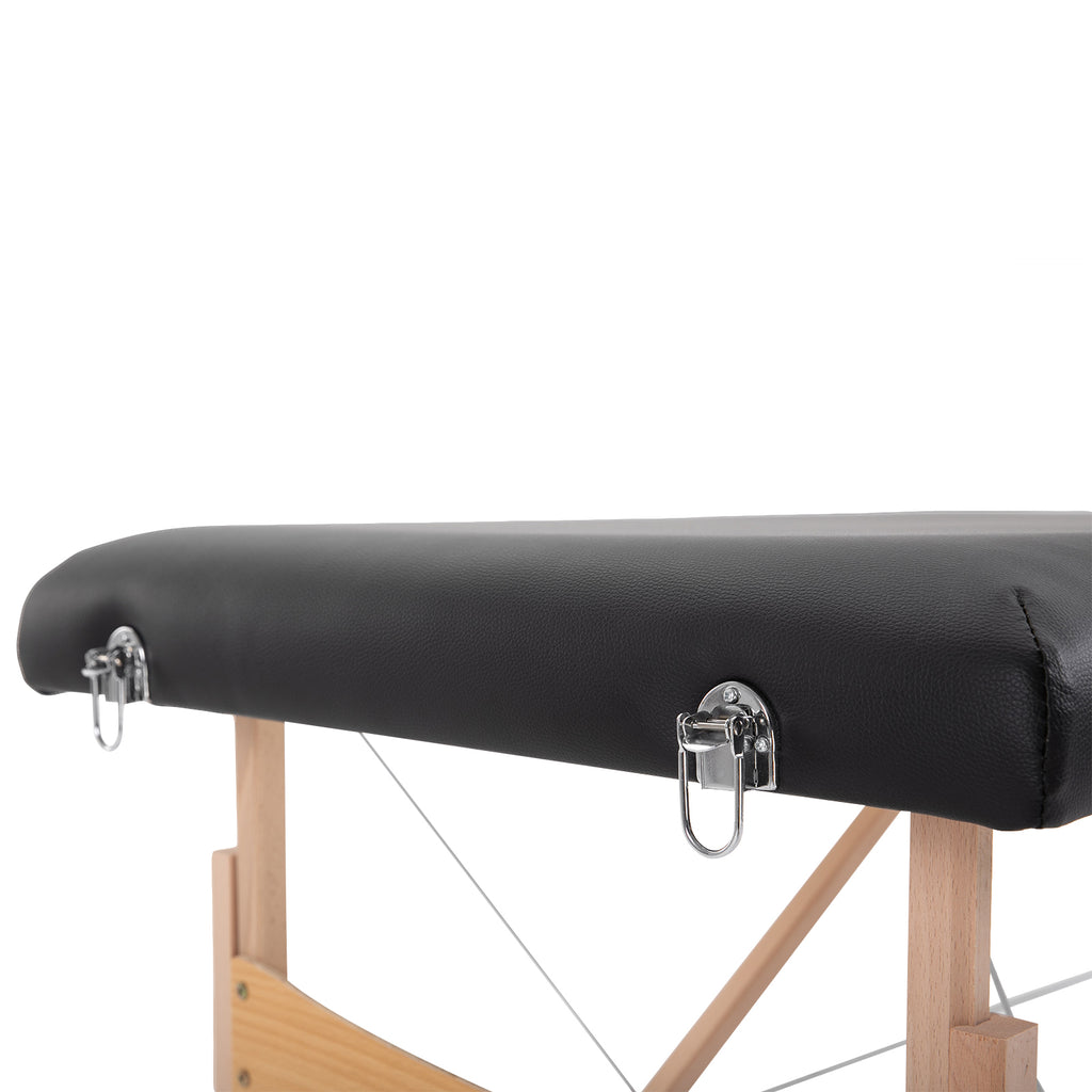 Table de massage pliante, lit de massage 2 zones 186 x 60 cm portable, hauteur réglable noir-8