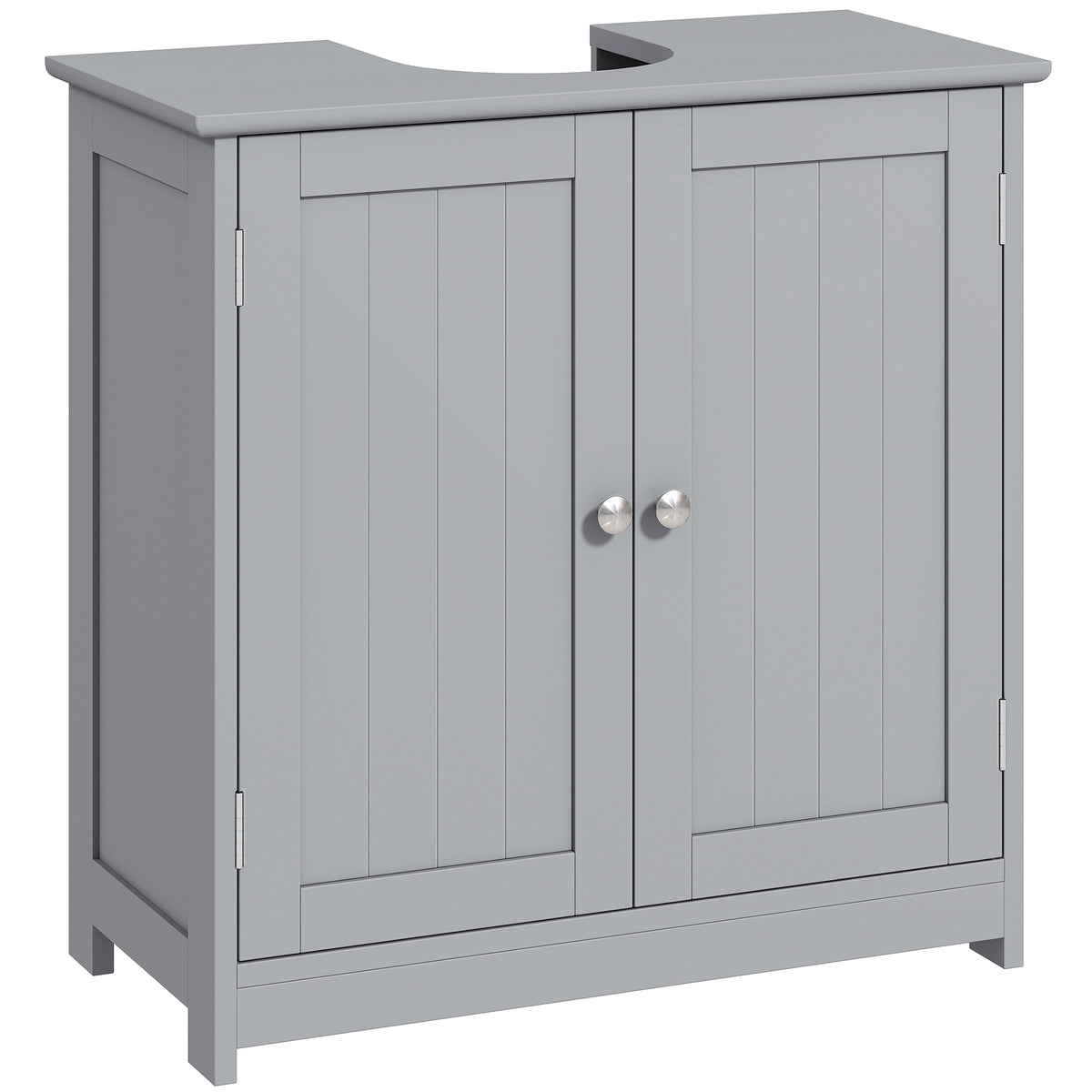 Meuble salle de bain sous lavabo - meuble sous-vasque - placard 2 portes avec étagère 60L x 30l x 60H cm - en bois Gris-0