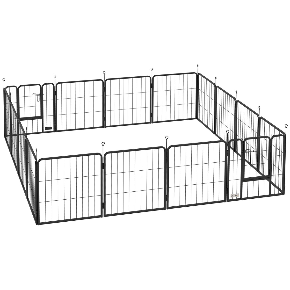 Parc pour chien, parc pour animaux, 16 panneaux, clôture portable pliable, sécurisé, noir-0