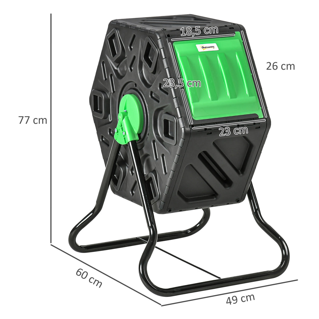 Composteur de jardin bac composteur pour jardin rotatif 360° en polypropylène 65 L 24 trous 60 x 49 x 77 cm noir-2