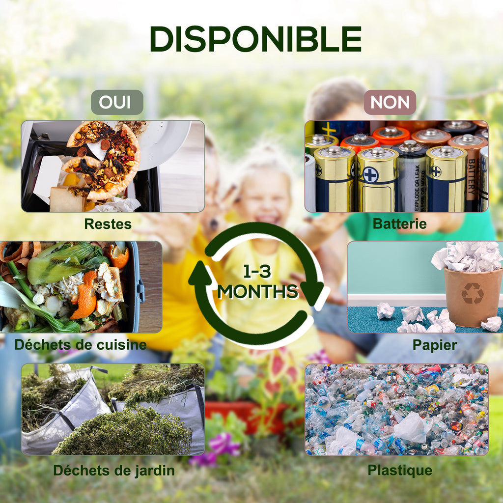 Composteur de jardin bac composteur pour jardin rotatif 360° en polypropylène 65 L 24 trous 60 x 49 x 77 cm noir-5
