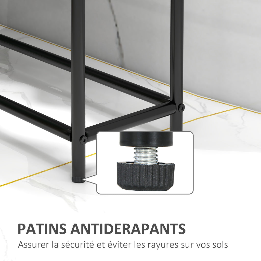 Porte serviettes sur pied sèche serviette 2 niveaux en métal pour la salle de bain, dim. 66l x 20P x 110H cm, noir-4