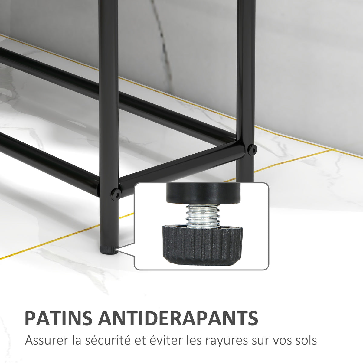 Porte serviettes sur pied sèche serviette 2 niveaux en métal pour la salle de bain, dim. 66l x 20P x 110H cm, noir-4