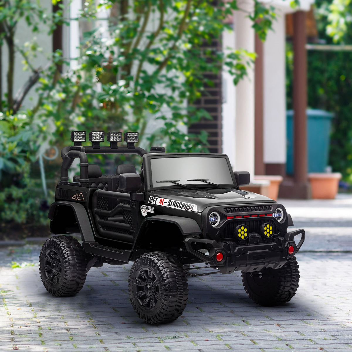 Voiture électrique enfants UTV avec télécommande 2,4G, 2 moteurs 12 V, musique, klaxon, lumières LED, 100x63x65cm, noir-9