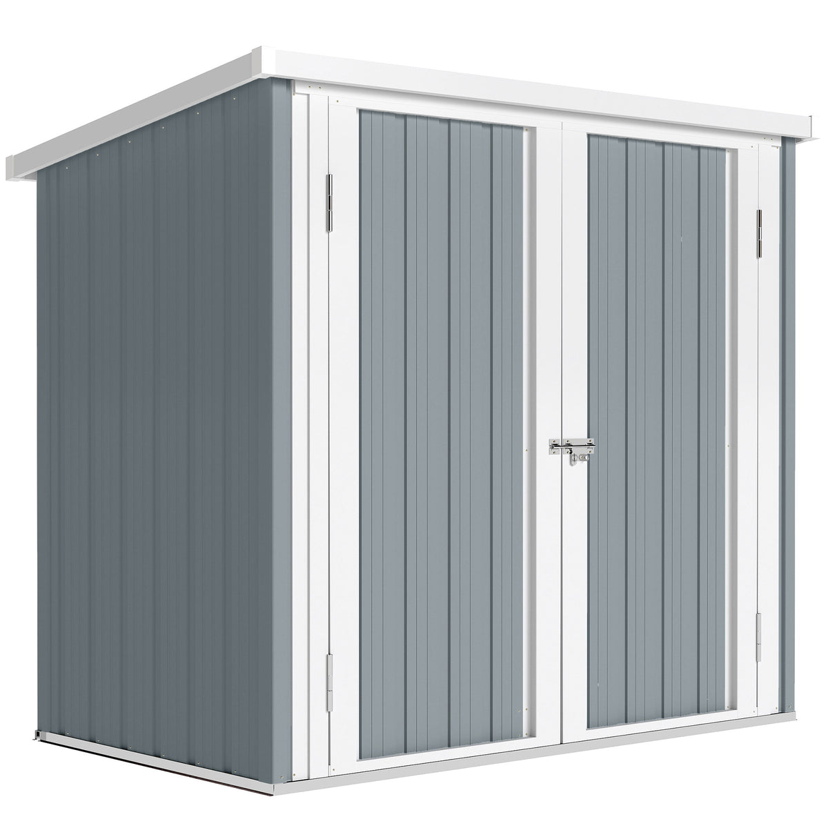 Abri de Jardin cabane de jardin 1,09 m² 2 Portes verrouillables 147 x 86 x 134 cm tôle d'acier Gris clair Blanc-0
