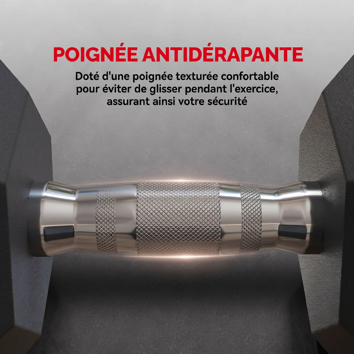 Ensemble d'haltères courtes, lot de 2 haltères hexagonaux recouverts de caoutchouc, acier noir-3