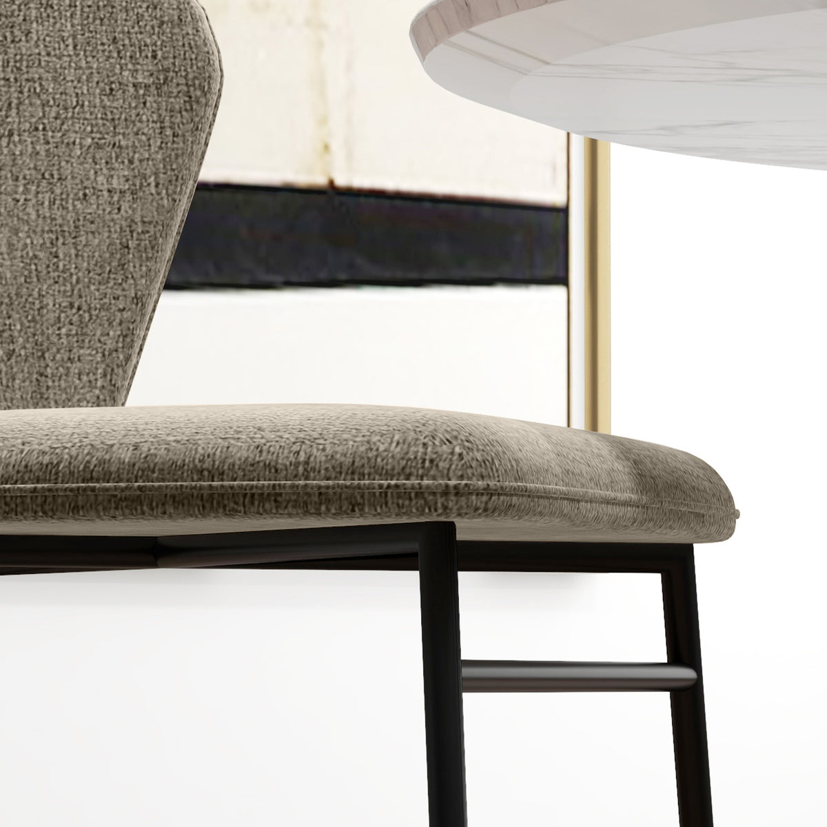 Lot de 2 chaises de salle à manger assise rembourrée en tissu aspect lin pieds en acier stable design moderne marron clair-7