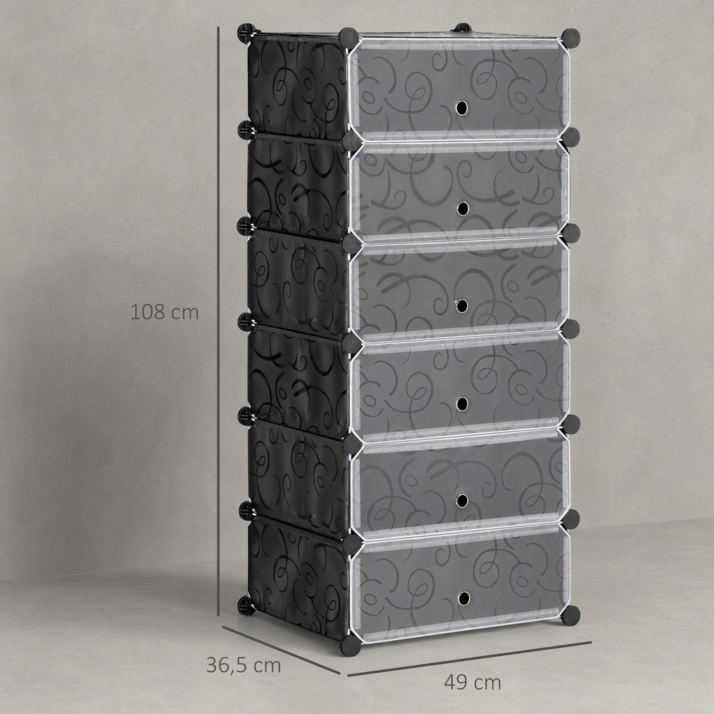 Meuble de rangement à chaussures modulable 6 cubes rectangulaires empilables - noir-2