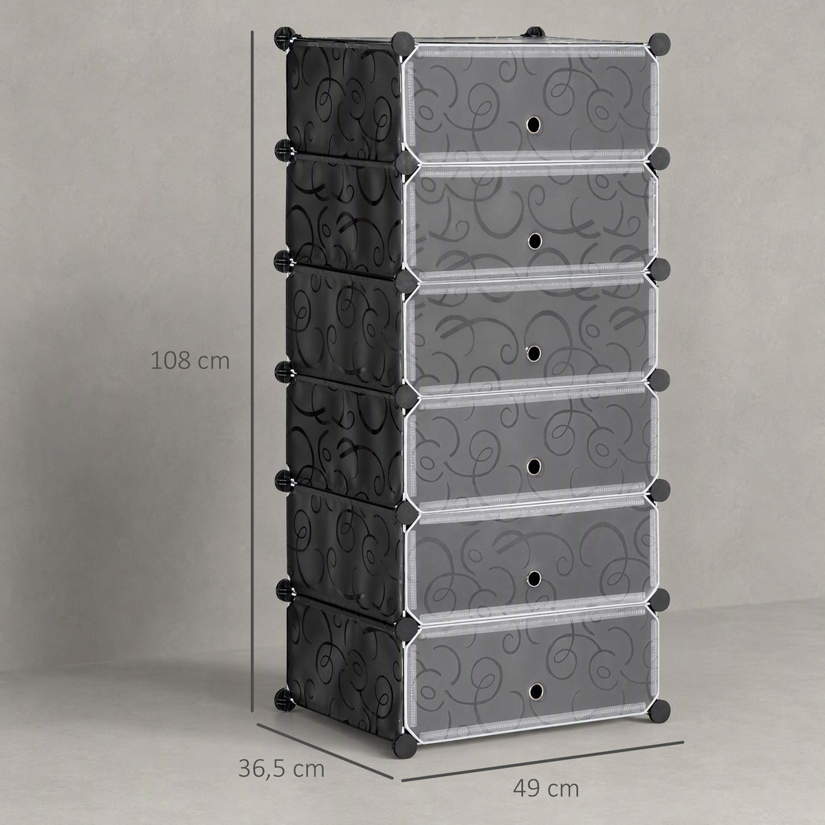 Meuble de rangement à chaussures modulable 6 cubes rectangulaires empilables - noir-2