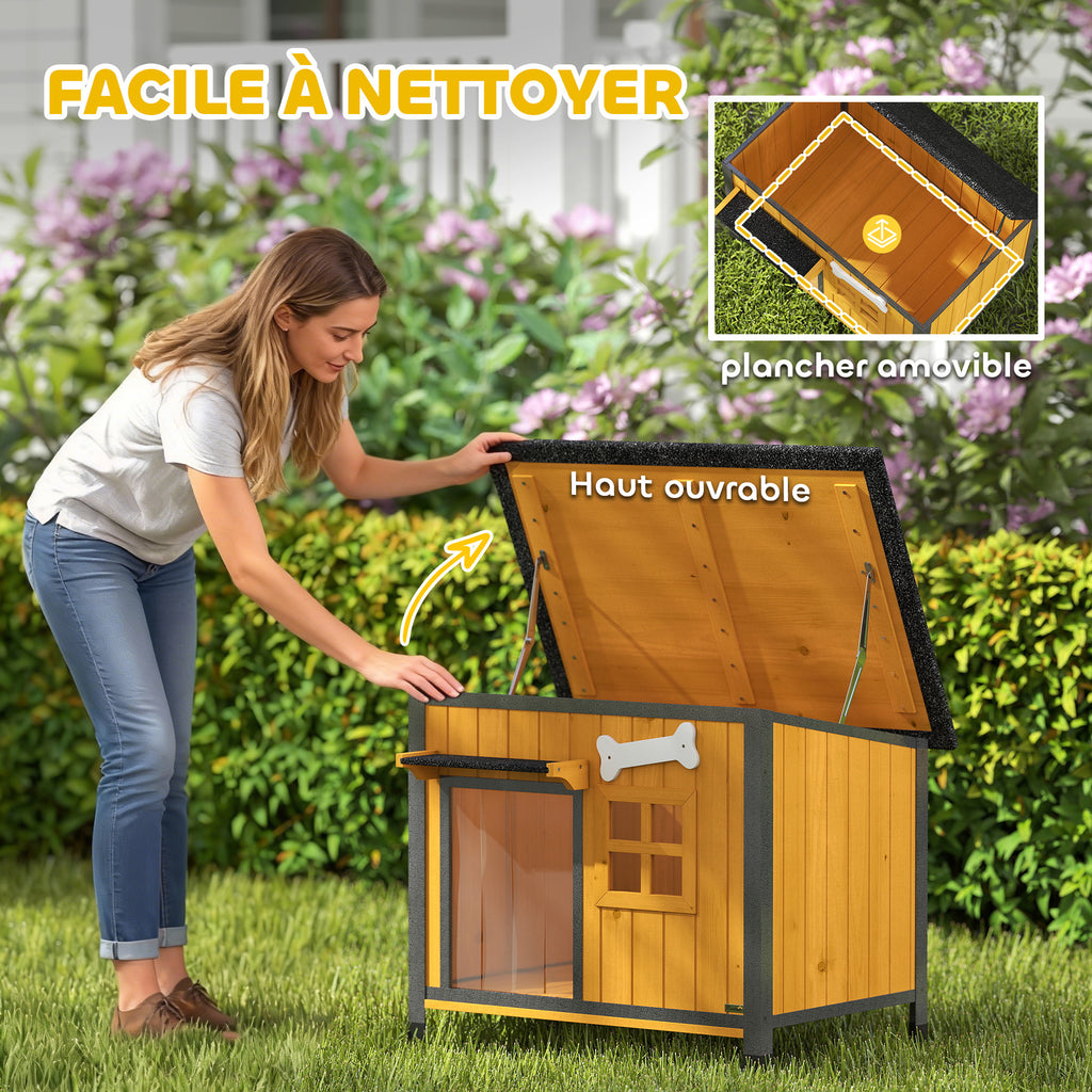 Niche pour chien extérieure résistante aux intempéries cabane pour chien avec plancher amovible-5