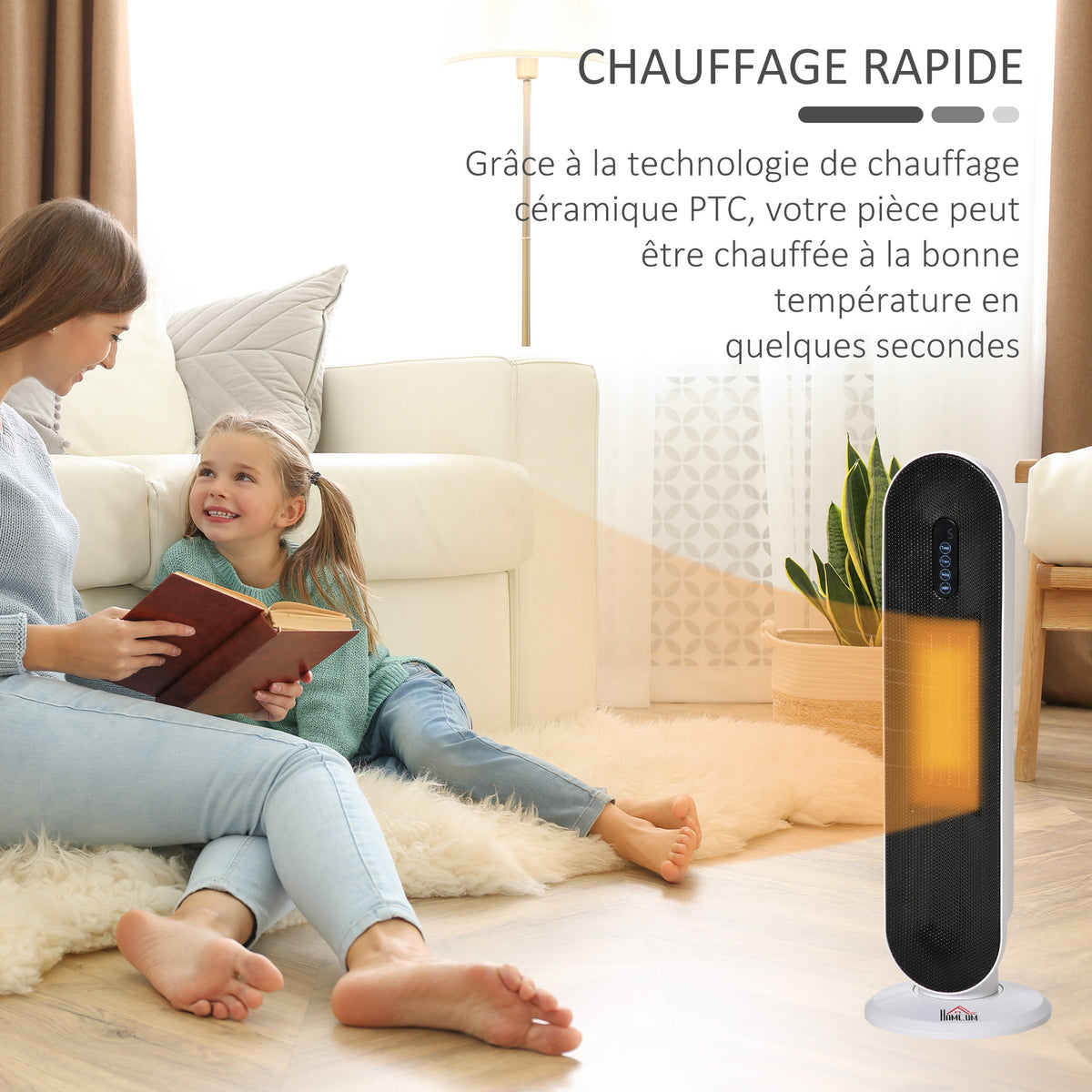 Chauffage soufflant oscillant 1200/2000 W - mini radiateur céramique PTC - télécommande incluse - chauffage d'appoint-4
