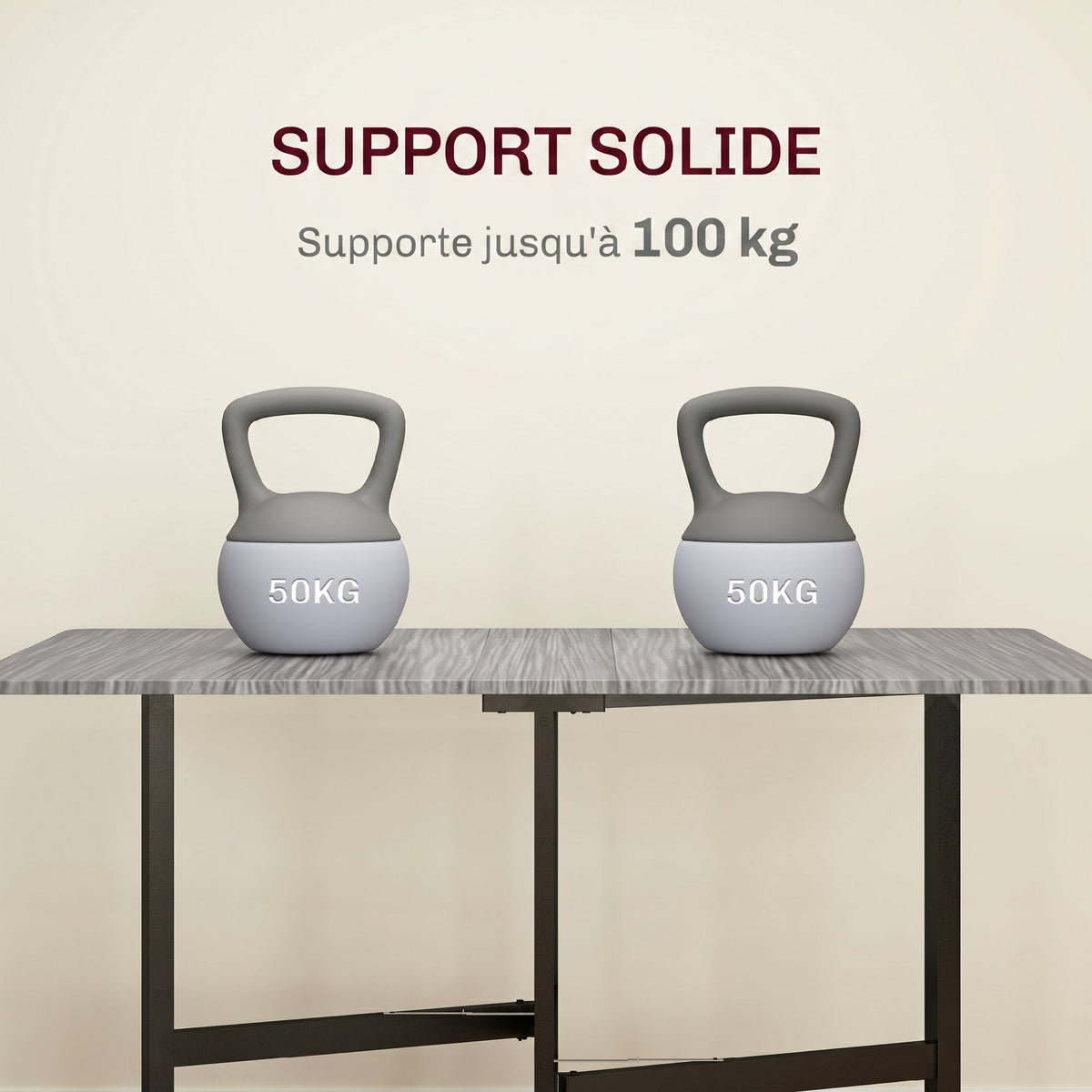 Table à Manger Pliante sur Roulettes pour 4-6 Personnes 120 cm, Roues avec Freins, 2 Abattants, Style Industriel, Gris-5