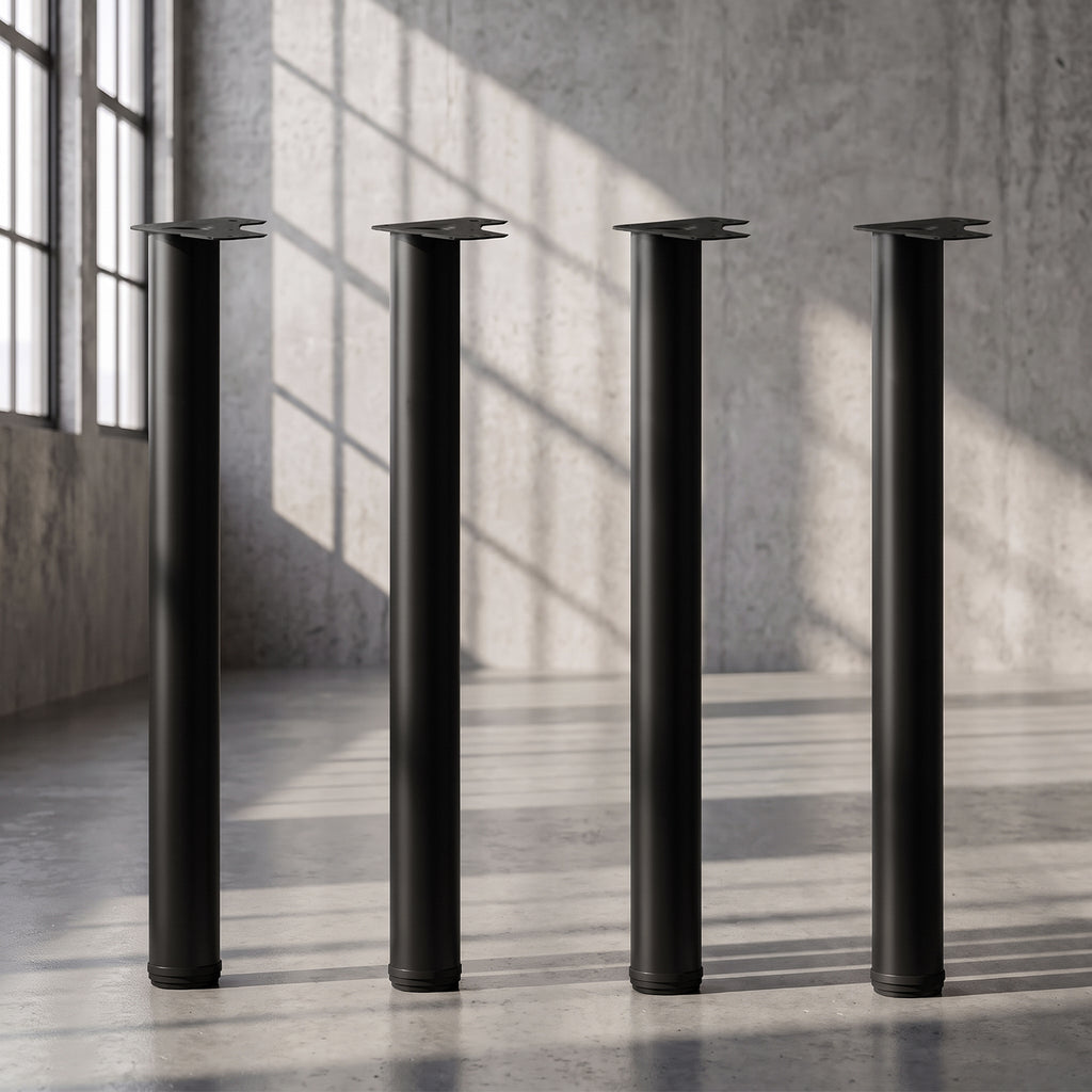 Lot de 4 pieds de table en métal, style industriel, avec vis autotaraudeuses et patins réglables, 73 x 6 x 6 cm, noir-1