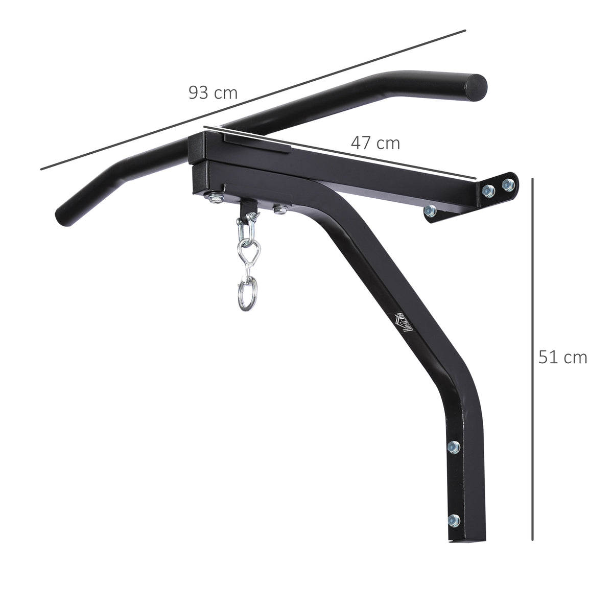 Support sac de boxe fixation sac de frappe barre de traction intégrée charge max. 130 Kg acier noir-2