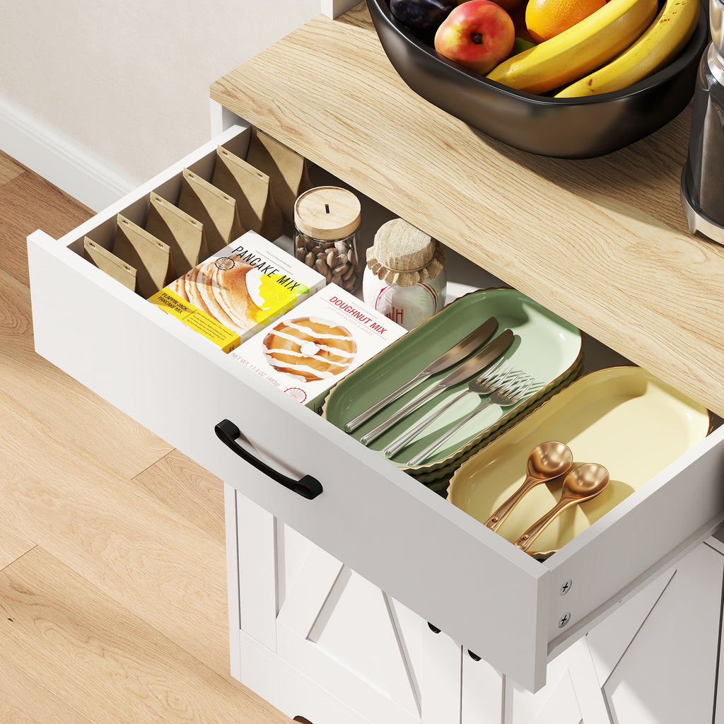 Buffet haut cuisine armoire de cuisine avec 6 portes 2 tiroirs plan de travail étagères réglables 94x39,5x175,2cm blanc-8