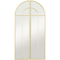 Miroir mural arc 30 x 120 cm, grand miroir décoratif avec cadre métallique, pour salon, chambre, couloir, ton doré-0