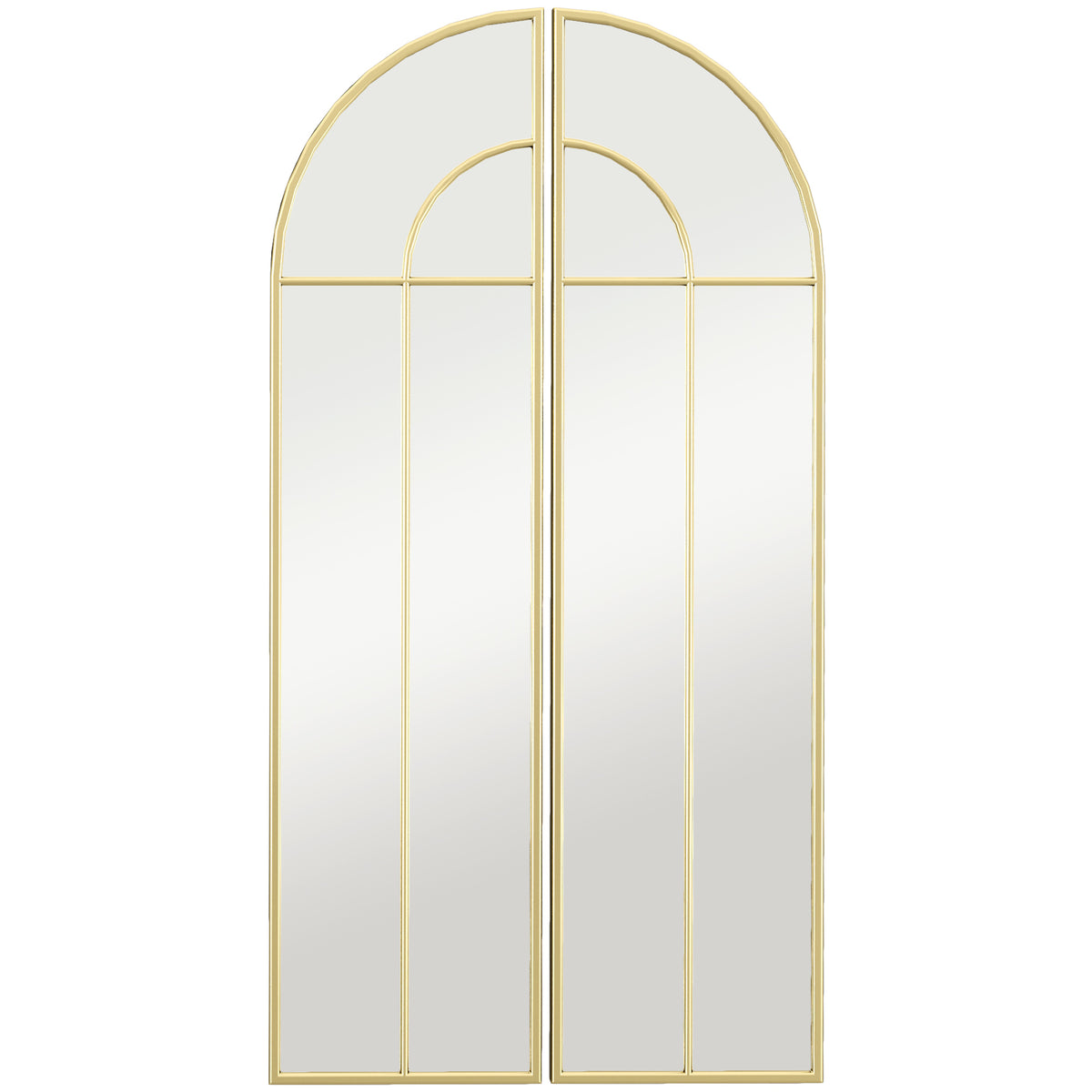 Miroir mural arc 30 x 120 cm, grand miroir décoratif avec cadre métallique, pour salon, chambre, couloir, ton doré-0