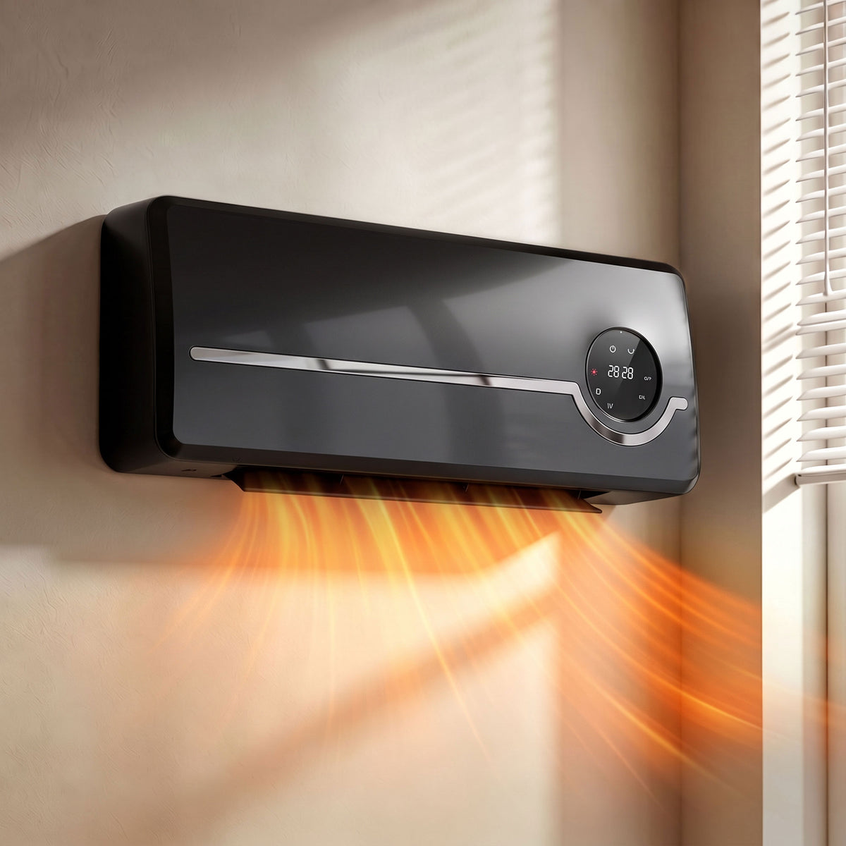 Chauffage mural en céramique 1000/2000W, radiateur électrique, ventilateur, thermostat, minuterie, 50x18,6x12,9cm, noir-1