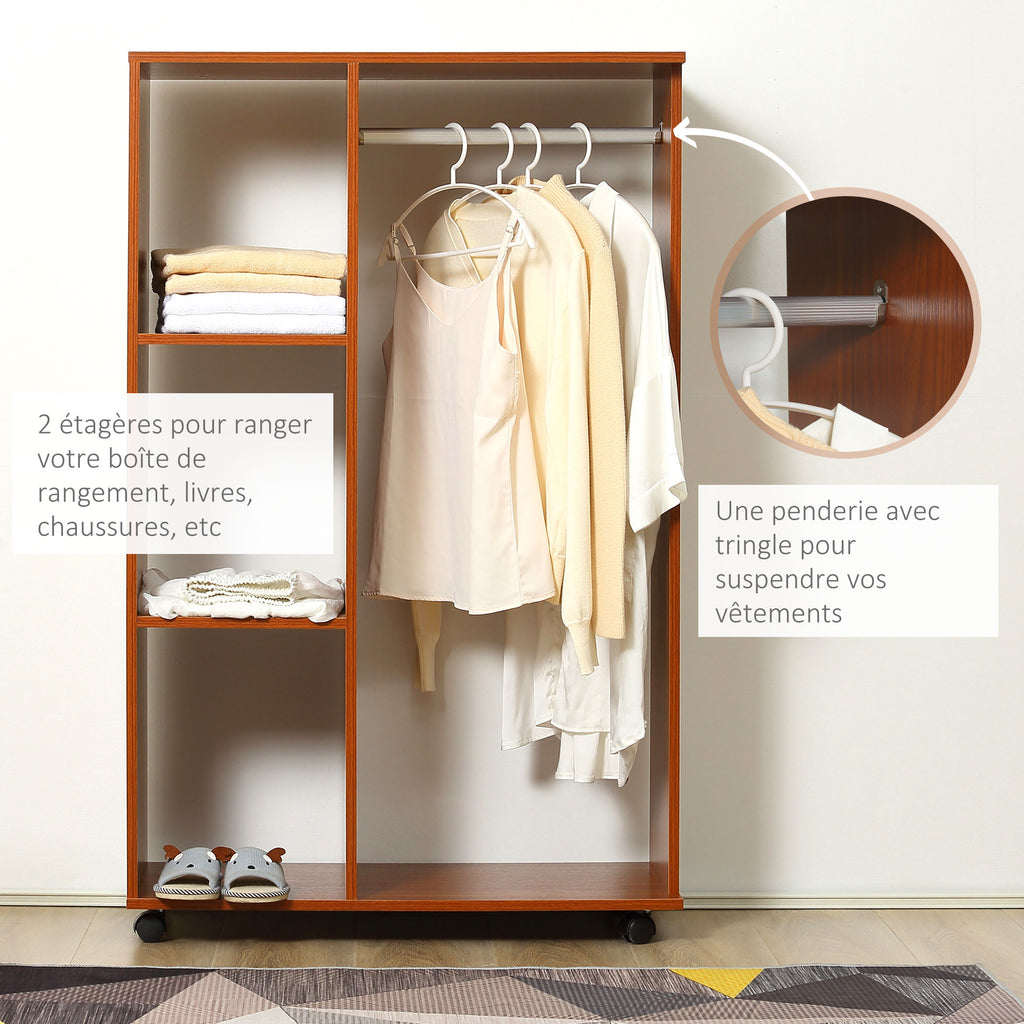 Armoire penderie Armoire de Rangement Mobile Panneaux de Particules Coloris Noyer-6