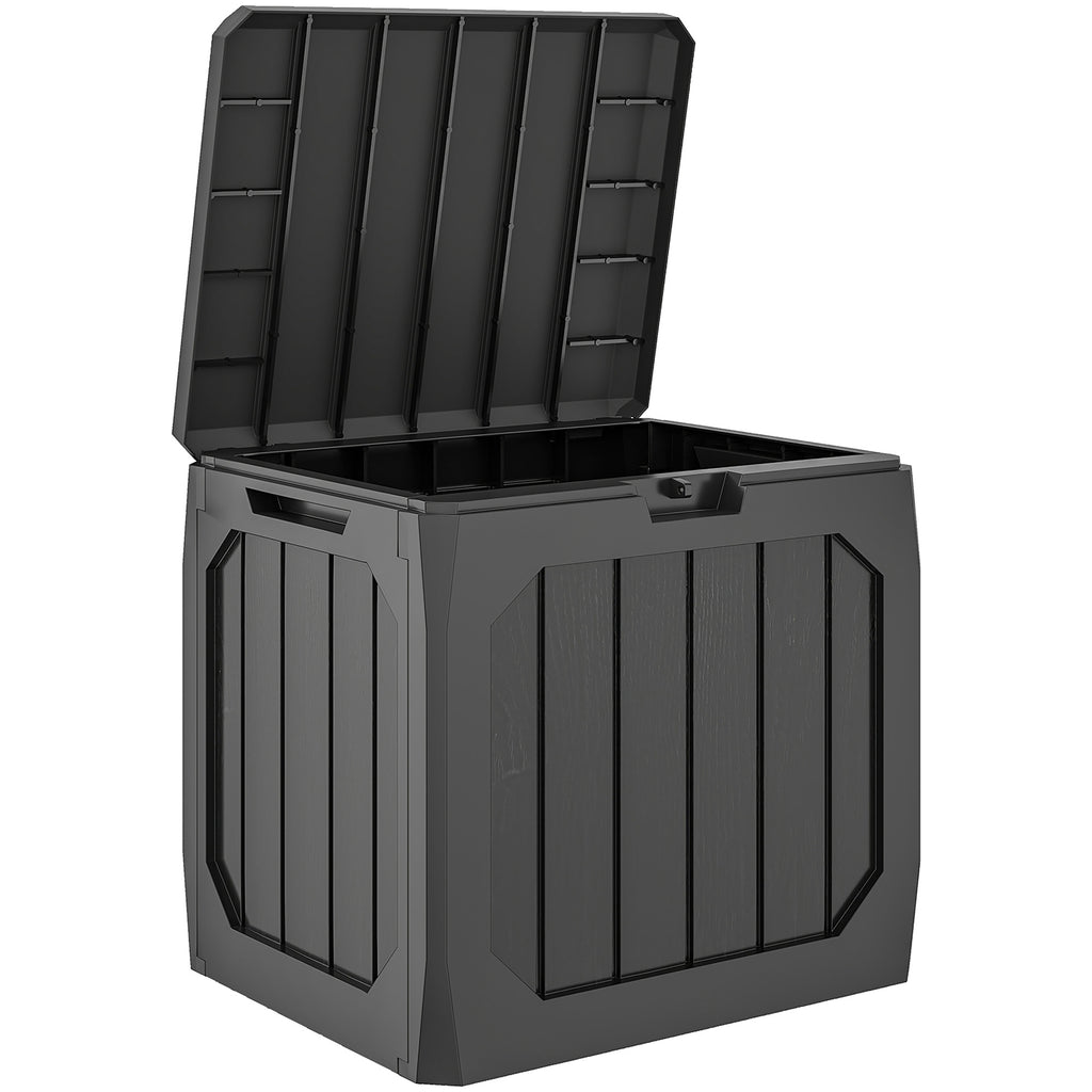 Coffre de rangement exterieur 121L, coffre de jardin avec poignées, conteneur étanche, 56 x 45 x 53 cm, noir-0