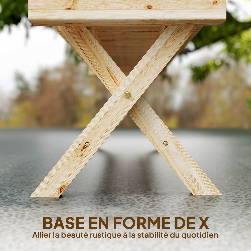 Banc de Jardin en Bois massif, Banquette de Jardin avec Assise à Lattes Effet Bois, 140 x 40 x 43 cm, Bois Naturel-5