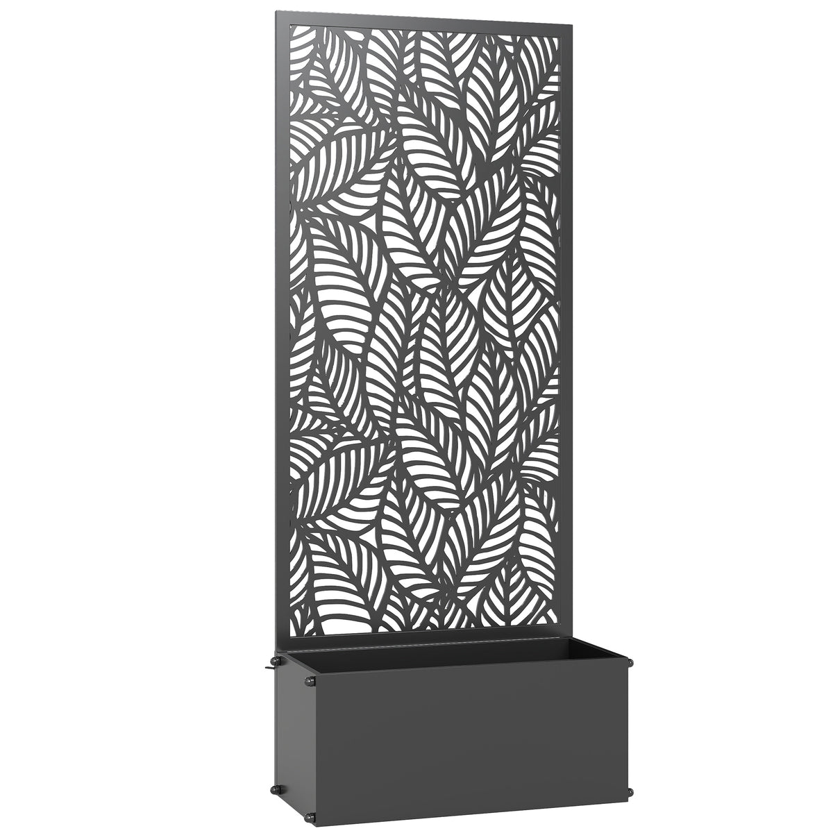 Jardinière avec treillis, bac à fleurs, avec brise-vue, pour plantes grimpantes, métal, 45 x 21,5 x 110 cm, noir-0