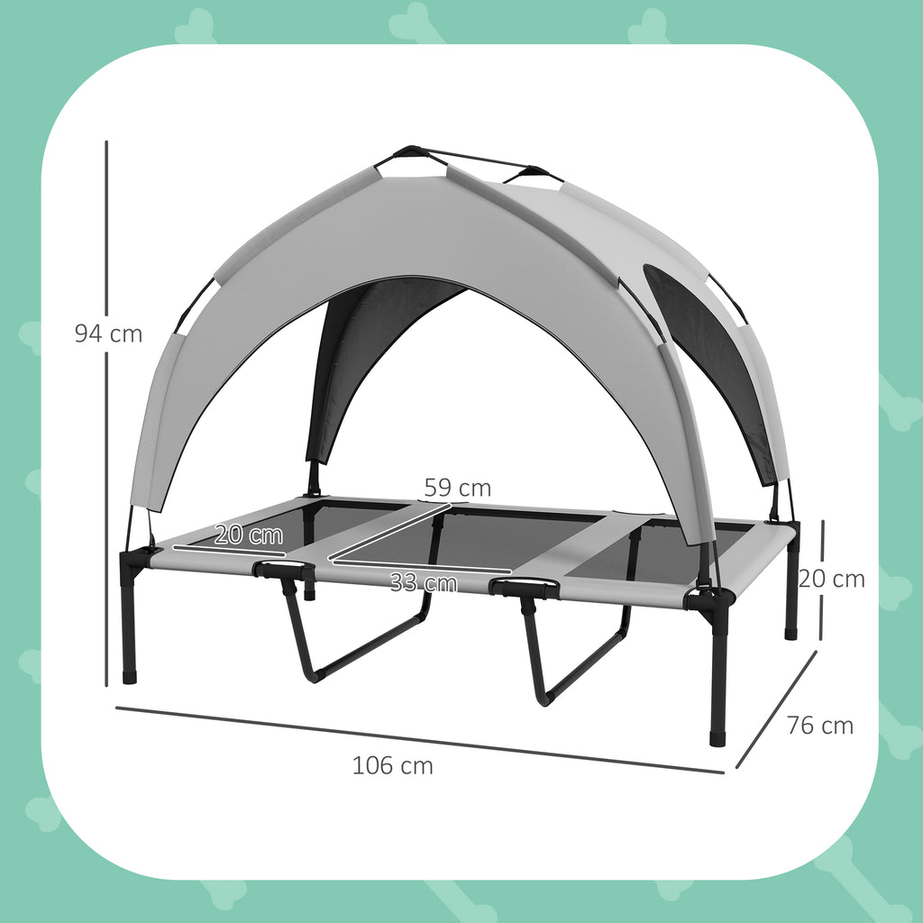 Lit pour chien chat sur pieds grand confort velum anti-UV oxford sac de transport inclus106 x 76 x 94 cm gris-2