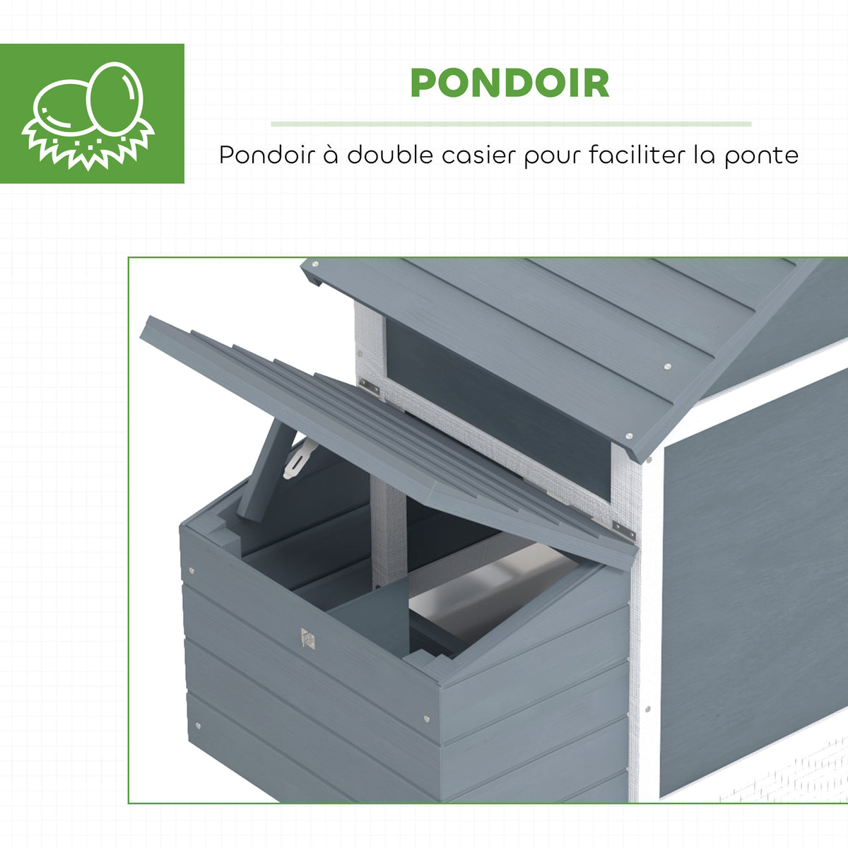 Petit poulailler cottage cage à poules sur pied dim. 150,5L x 54l x 87H cm multi-équipement bois massif de sapin-5