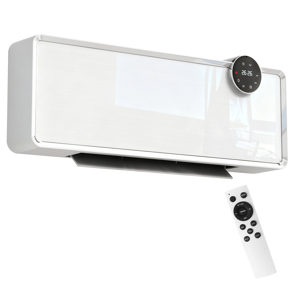 Chauffage mural en céramique 1000/2000W, radiateur électrique, ventilateur, thermostat, minuterie, 54x18,7x12,3cm, blanc-0