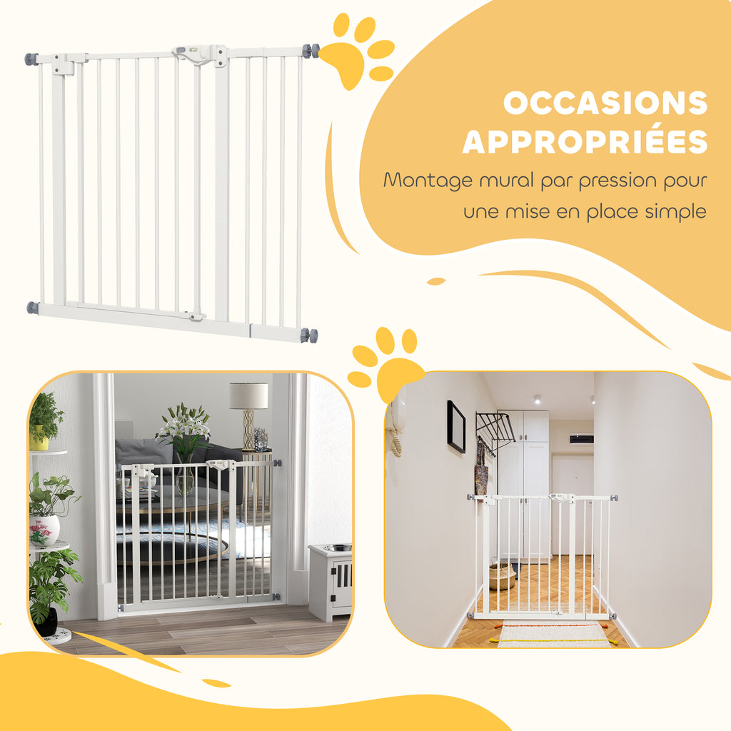 Barrière de sécurité animaux porte fermeture automatique système de double verrouillage sans perçage 1 extension blanc-5