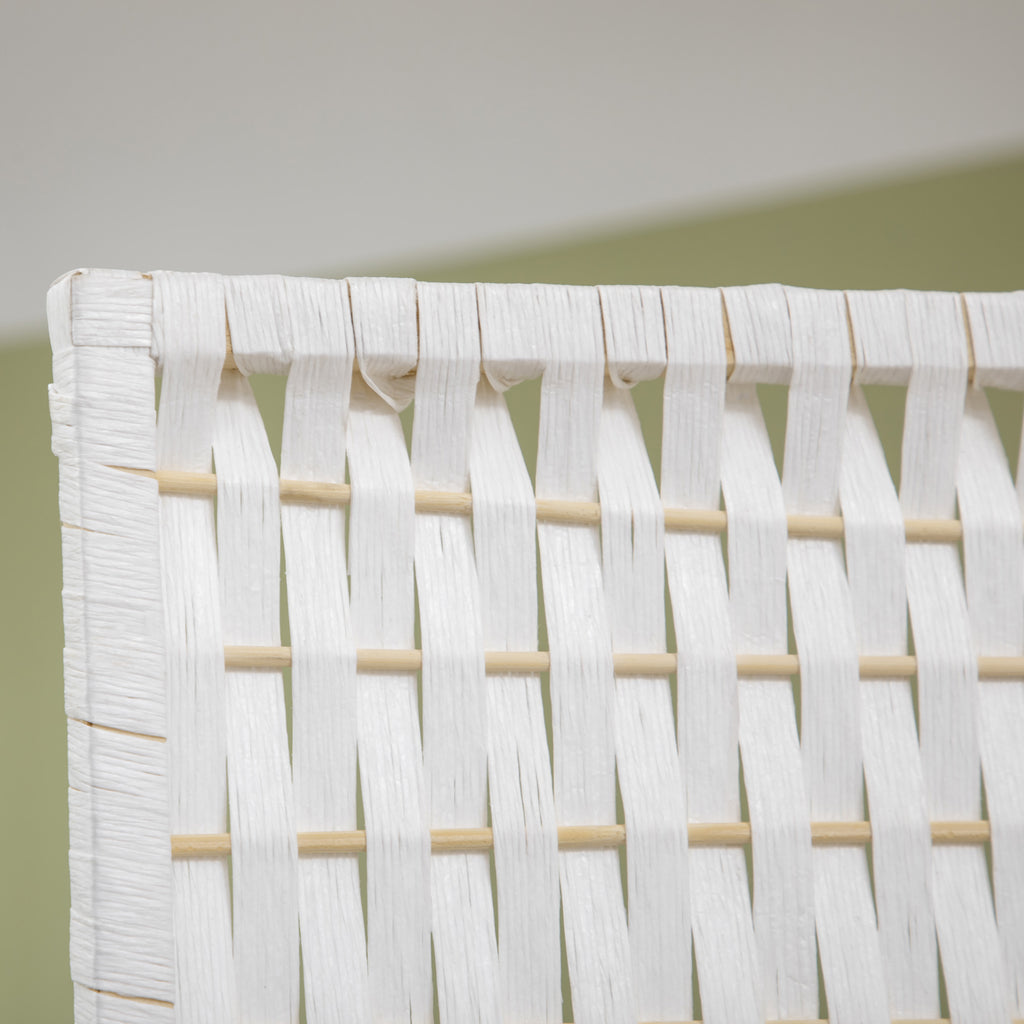 Séparateur de pièces 4 panneaux 2 étagères pliables blanc paille-7