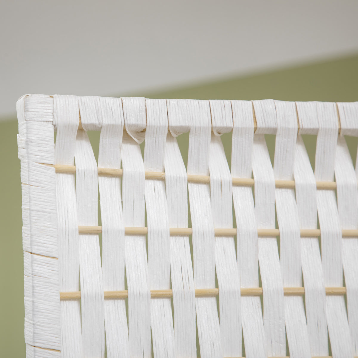 Séparateur de pièces 4 panneaux 2 étagères pliables blanc paille-7