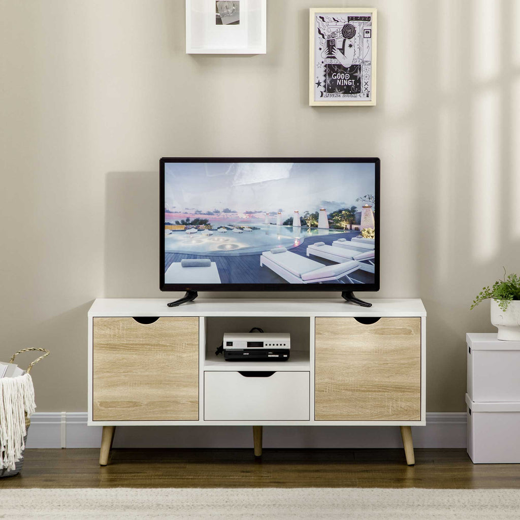 Meuble TV Banc TV Buffet bas Meuble de rangement sur pied avec 2 placards en Bois pour Chambre Salon 110 x 40 x-6