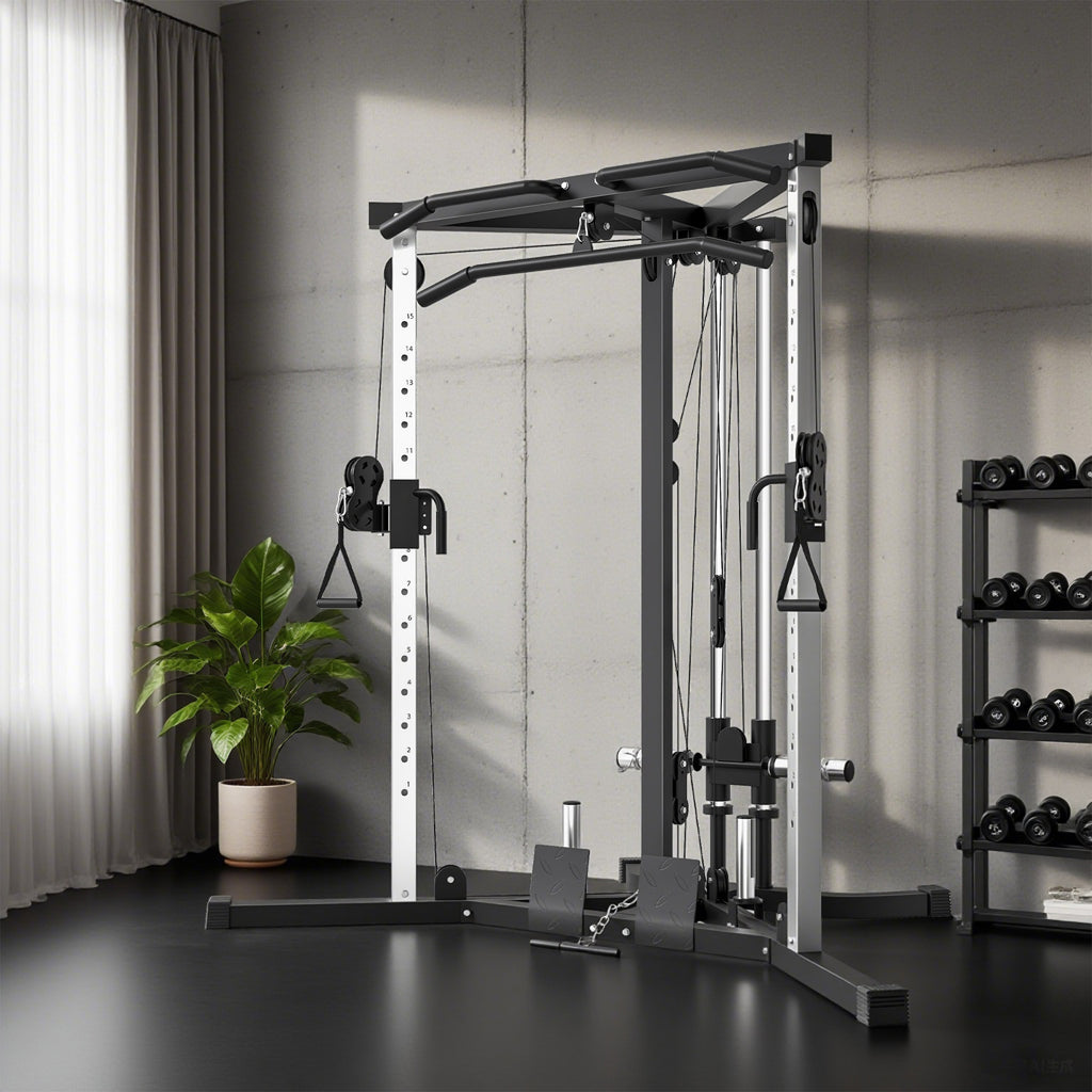 Station de musculation multifonction avec barre de traction, station d'entraînement réglable à 15 positions, noir-5