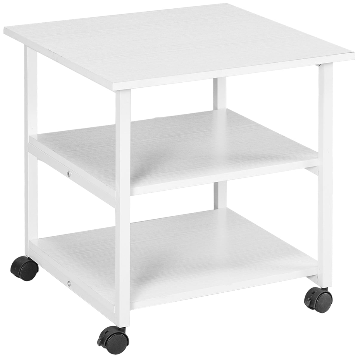 Support d'imprimante desserte de rangement 3 niveaux étagères mobile sur roulettes 50L x 50l x 52,5H cm-0