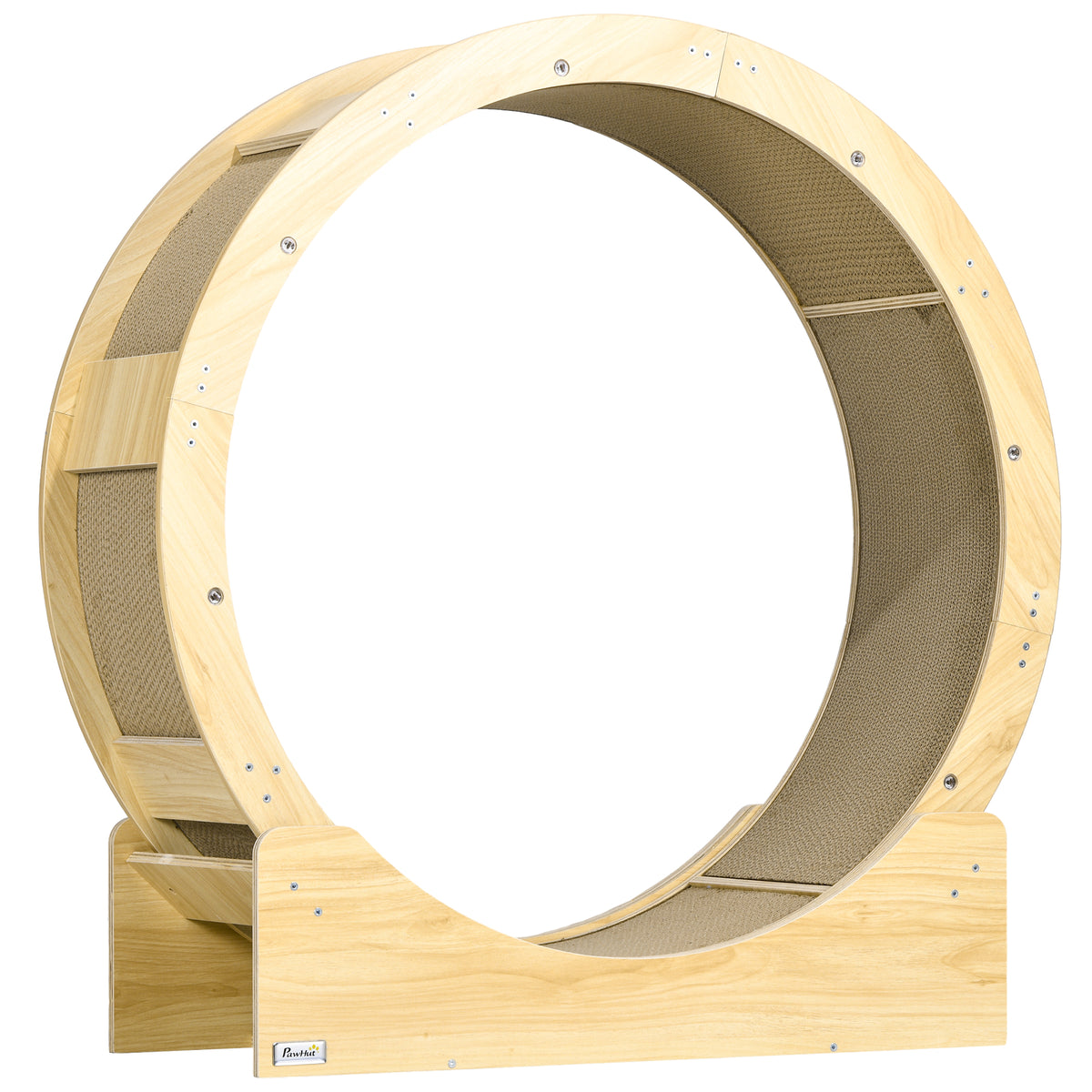 Roue de course pour chat d'intérieur tapis roulant avec frein coussins de grattage diamètre 91 cm naturel-0
