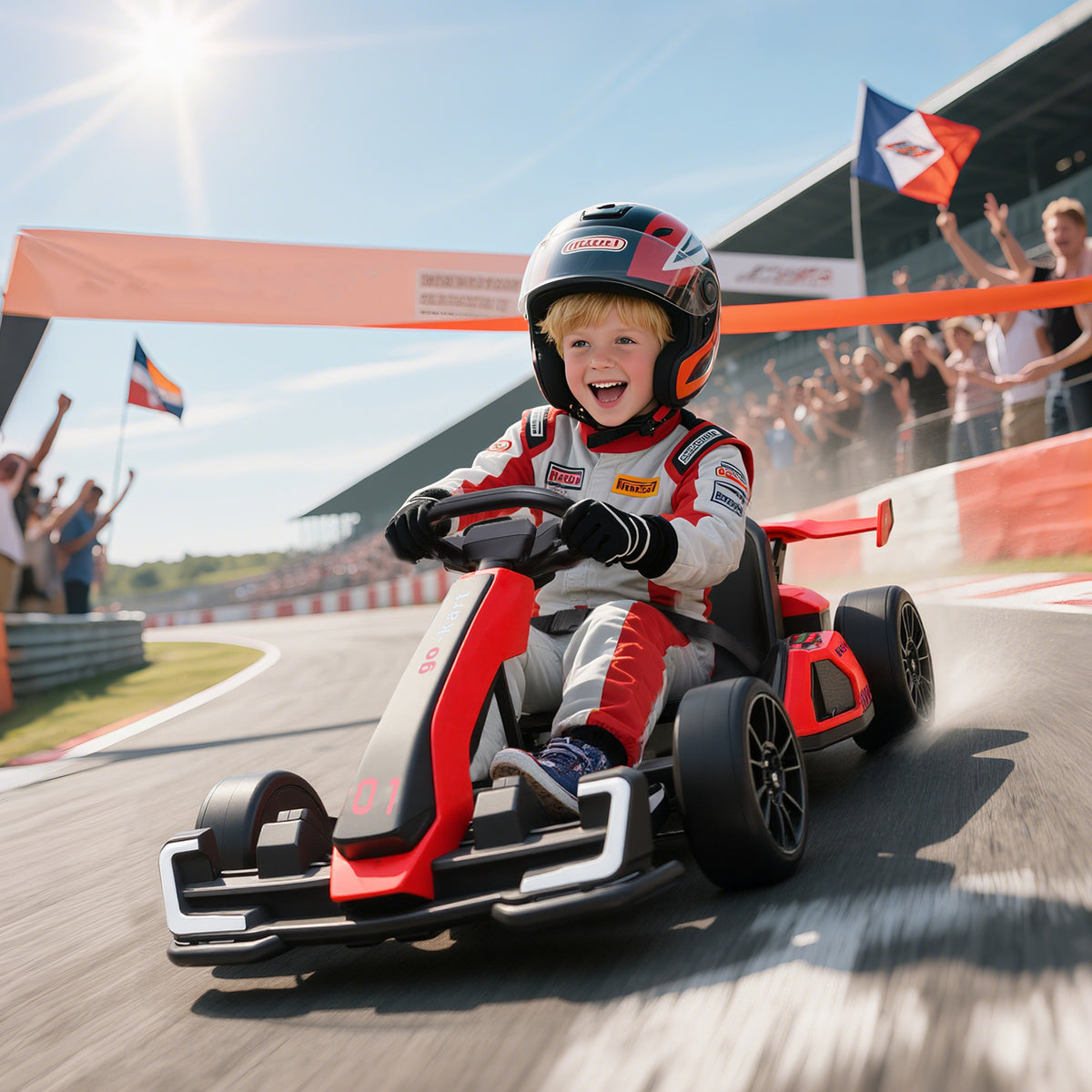 Kart électrique pour enfants moteur 2 x 150W batterie 24 V 120 x 76 x 53,5 cm rouge-1