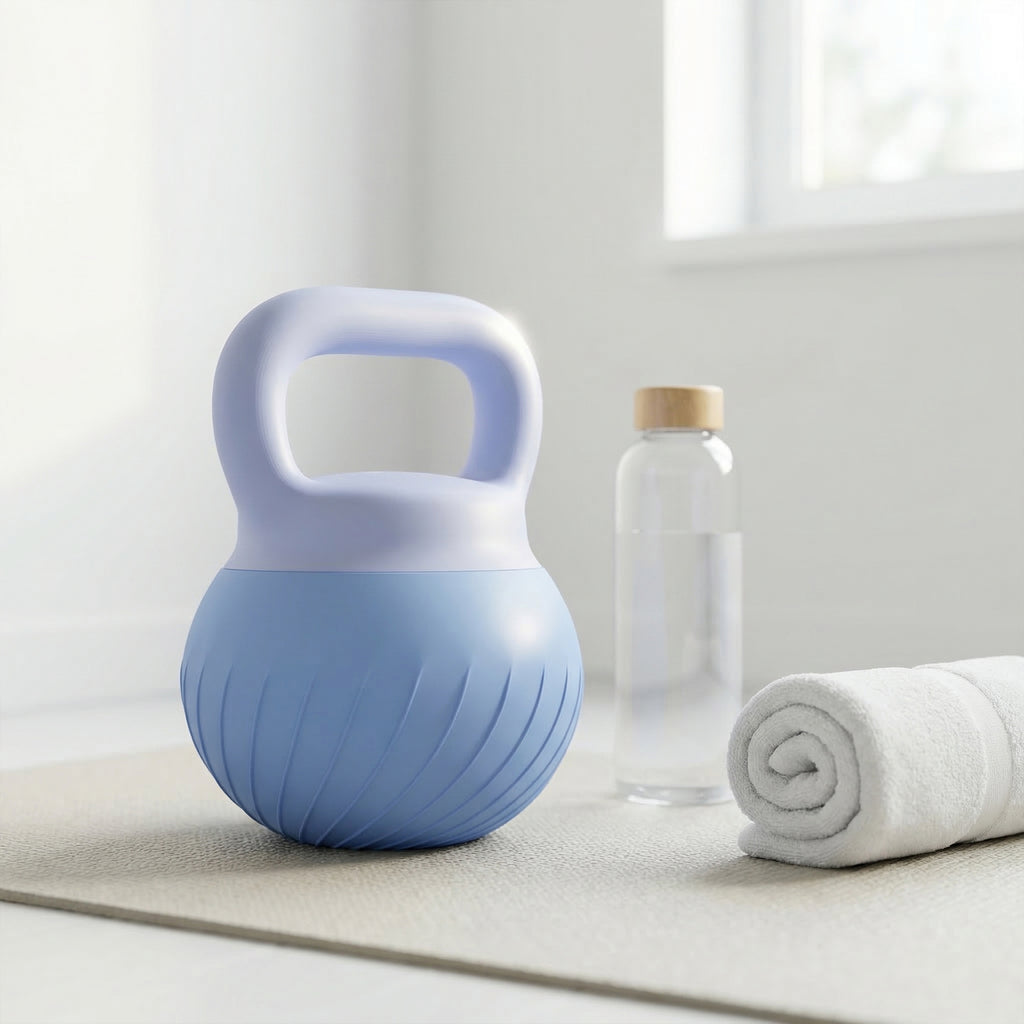 Kettlebell 8 kg, Haltère avec Poignée Ergonomique Antidérapante, Haltère à Boule, Musculation, Entraînement, Bleu-1