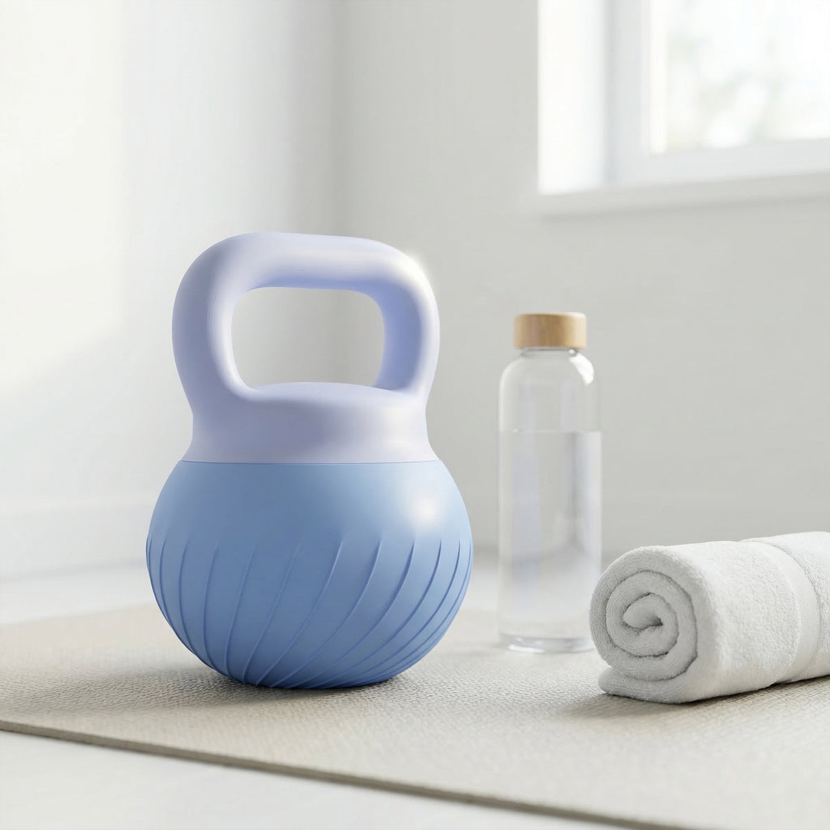 Kettlebell 8 kg, Haltère avec Poignée Ergonomique Antidérapante, Haltère à Boule, Musculation, Entraînement, Bleu-1