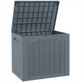 Coffre de Rangement Extérieur 97L avec Poignées Encastrées, Malle de Rangement Extérieur Étanche, 56x41x50cm, Gris Clair-0