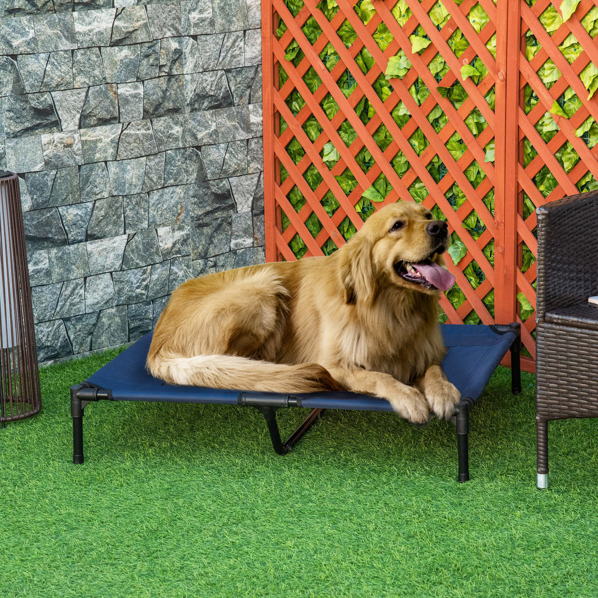 Lit sur pieds XXL pour chien chat lit de camp animal 92L x 76l x 18H cm bleu marine-1