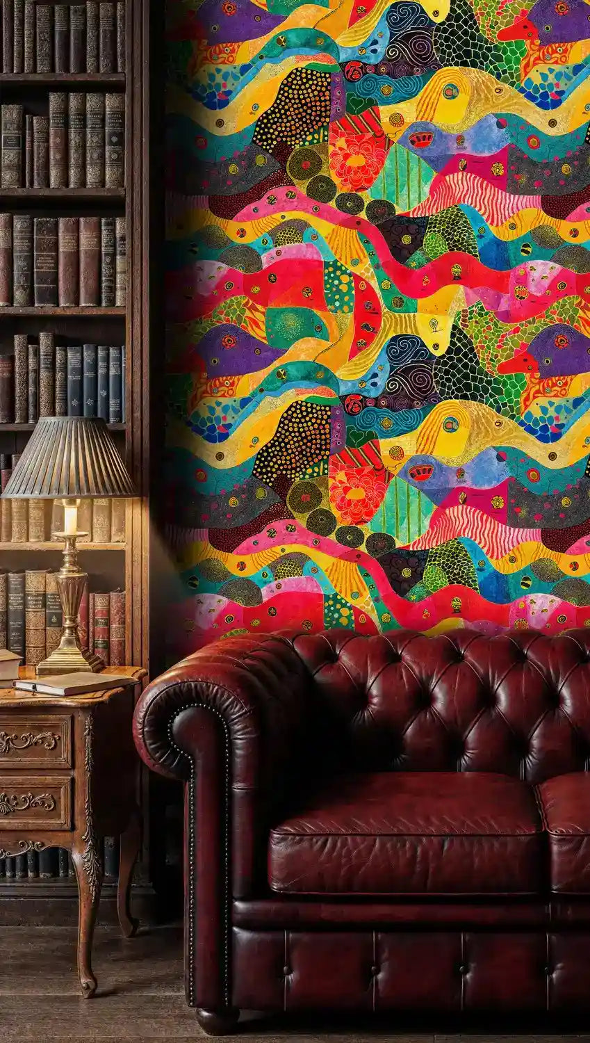 Papier peint abstrait aux motifs fluides et colorés