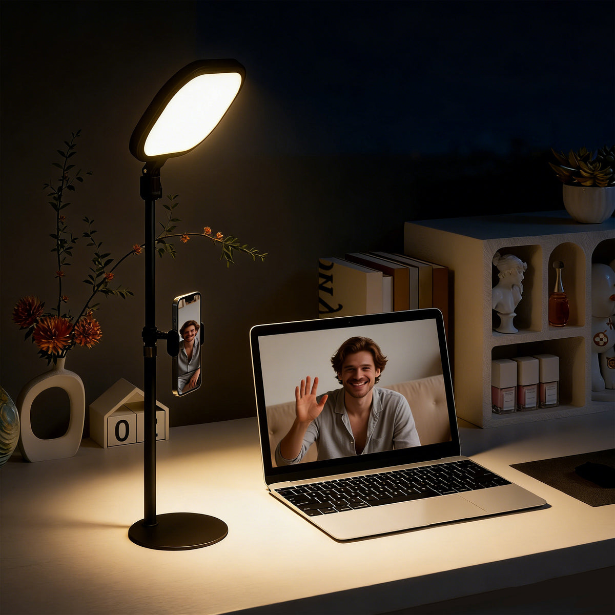 Lampe de bureau LED dimmable 5 modes de couleur 10 niveaux de luminosité port USB minuterie support pour téléphone noir-9
