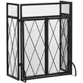Grille de protection pour cheminée 120 x 79 cm - pare-feu pour cheminée ou poêle - pare-étincelles - barrière de sécurité - 3 volets pliables et porte - métal noir-0