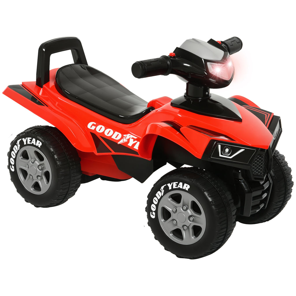 Porteur Enfants Quad 18-36 Mois dim. 60L x 31l x 42H cm Effets Lumineux et sonore Rouge Noir-0