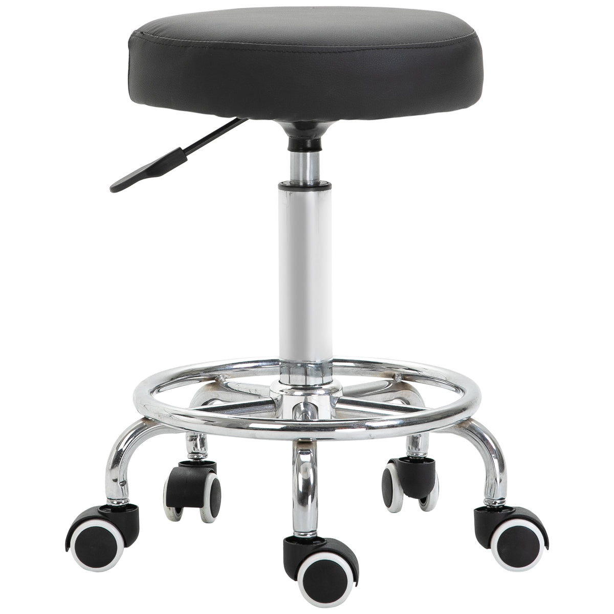 Tabouret à roulettes, tabouret de massage avec hauteur réglable 50-64 cm et assise rembourré, pivotant 360°, noir-0