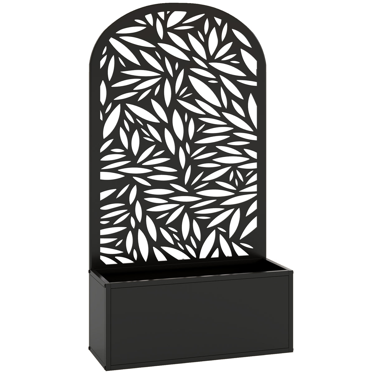 Jardinière avec treillis, bac à fleurs en métal, à fixer au mur ou au sol, 61x23x113cm, noir-0