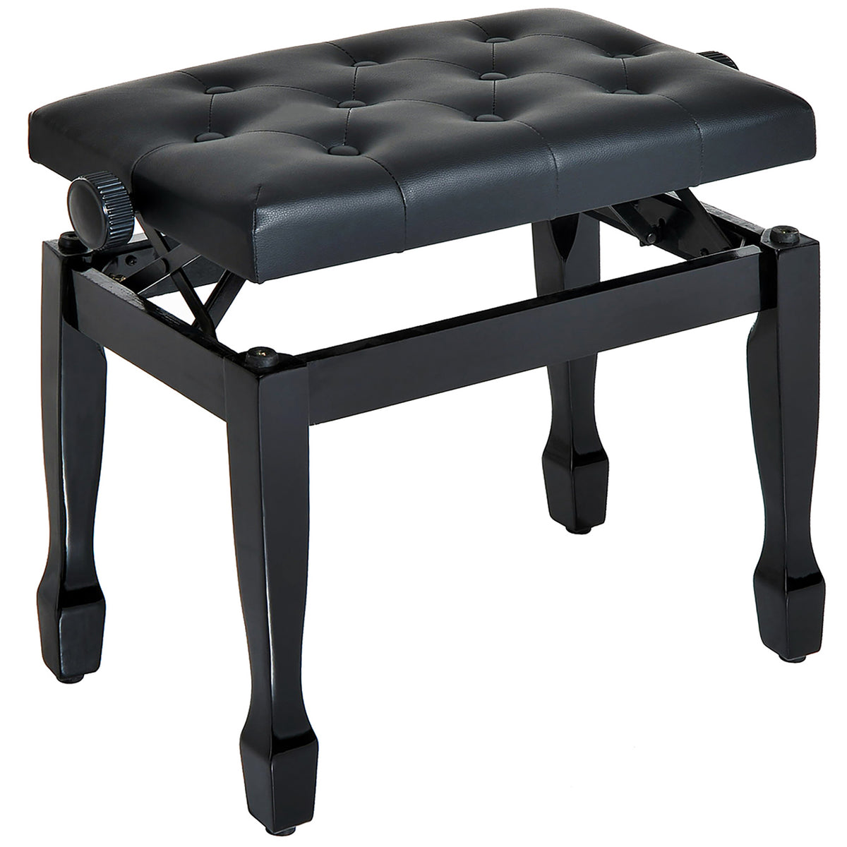 Banc de piano, banc de clavier réglable en hauteur en bois massif, tabouret piano avec siège rembourré polyuréthane à 10 boutons, stable et antidérapant, charge 200kg, noir-0